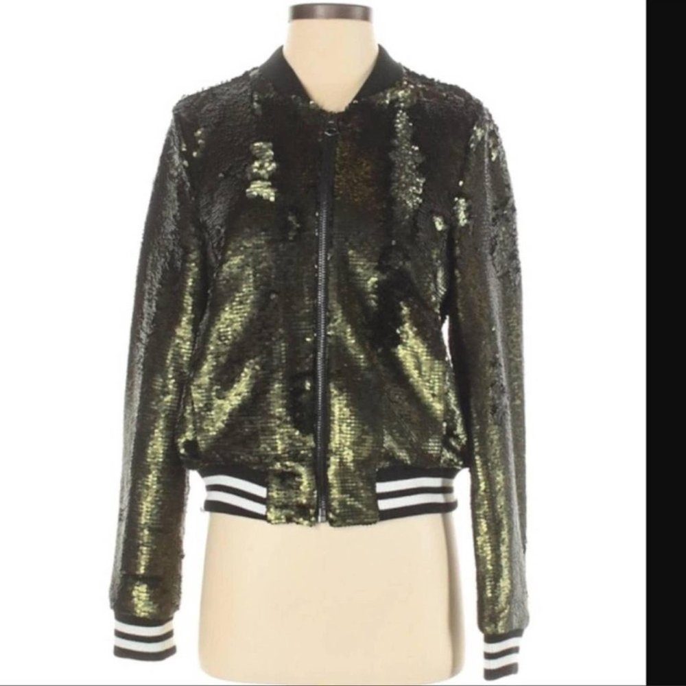 Vimmia Green Sequin Bomber Jacket - Size Small